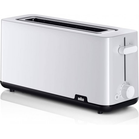 BRAUN TOSTADOR HT1110WH RANURA LARGA, 1000W Y 8 NIVELES DE TOSTADO