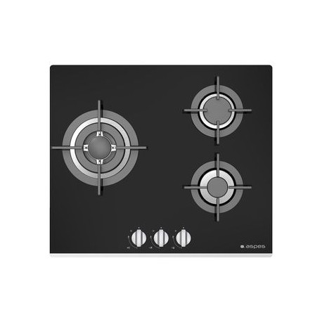 ASPES PLACA GAS AGW3602N BUTANO/NATURAL 60CM 3 FUEGOS NEGRA