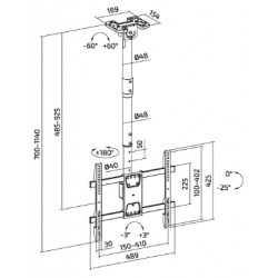 SOPORTE TECHO TV 32-75″ SUPERIOR SUPSTV023 60 KG